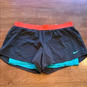 Nike Charcoal and Aqua Running Shorts